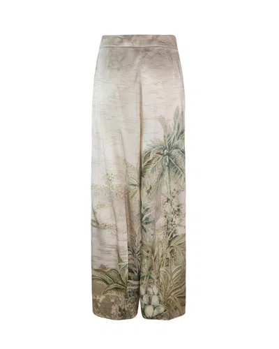 Liu •jo Flared Wide Leg Trousers With Tropical Print