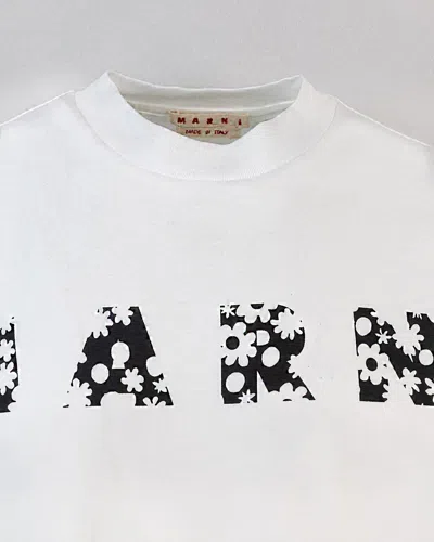 Marni T-shirt Oversize In Cotone Bianco In White