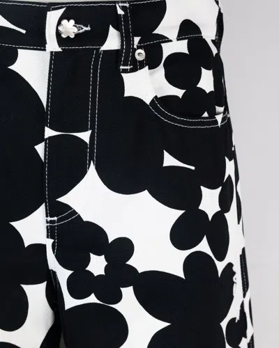 Marni Cotton Trousers With Black And White Dillies Print