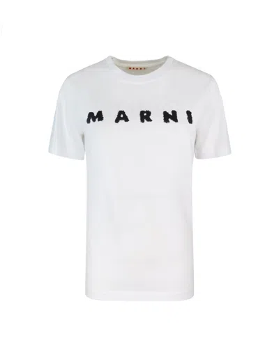 Marni Oversized Crew Neck T-shirt With Scribbled Logo
