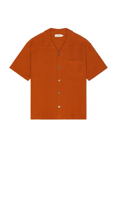 Frame Relaxed Jacquard Camp Shirt In Dark Orange