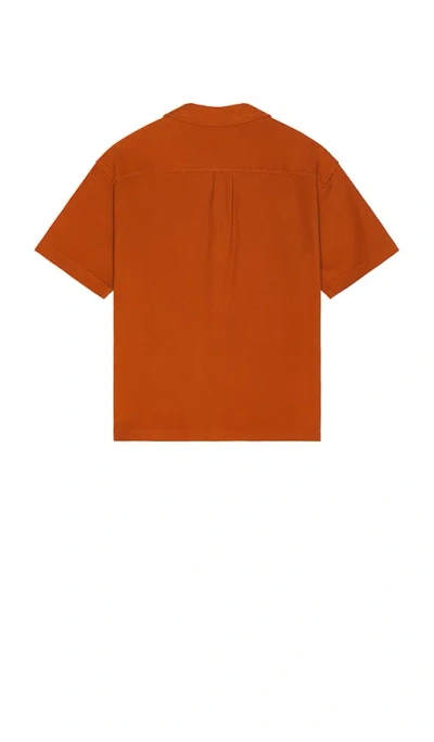 Frame Relaxed Jacquard Camp Shirt In Dark Orange