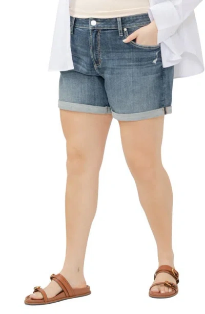 Silver Jeans Co. Plus Size Suki Faded Denim Shorts In Blue