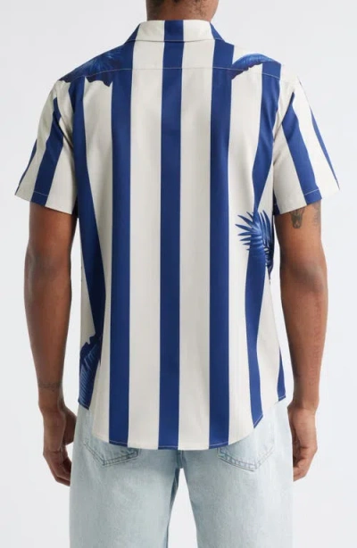 Mavrans Weekend Blue Stripe Short Sleeve Performance Button-up Shirt