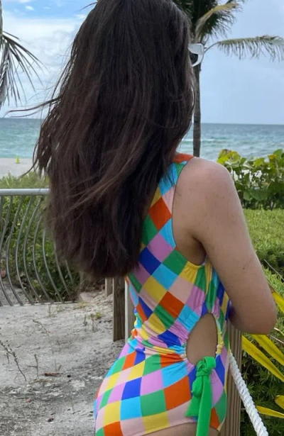 Nessi Byrd Kids' Cube Pattern Multicolor One-piece Swimsuit