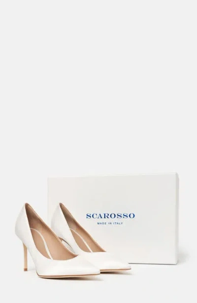Scarosso Greta Satin Pointed-toe Pumps In White
