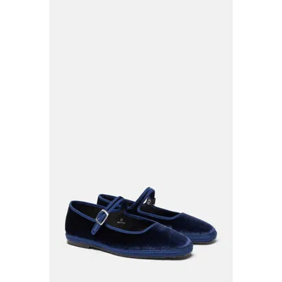 Scarosso Petra Velvet Slippers In Blue - Velvet