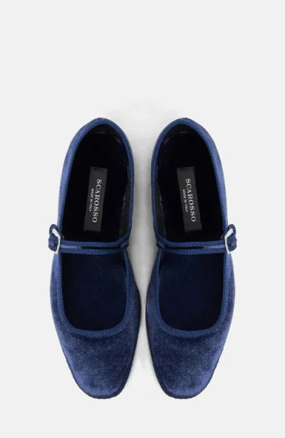 Scarosso Petra Velvet Slippers In Blue - Velvet