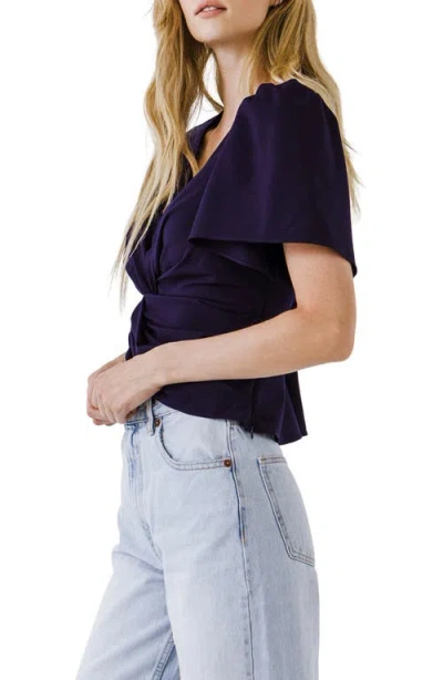 Endless Rose Twist Front Ruffle Sleeve Blouse