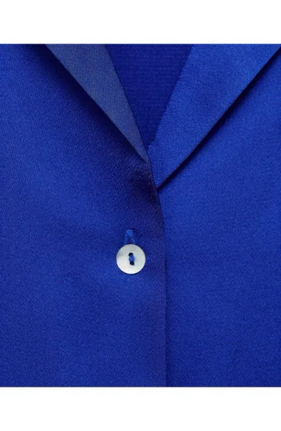 Mango Short Sleeve Satin Button-up Shirt