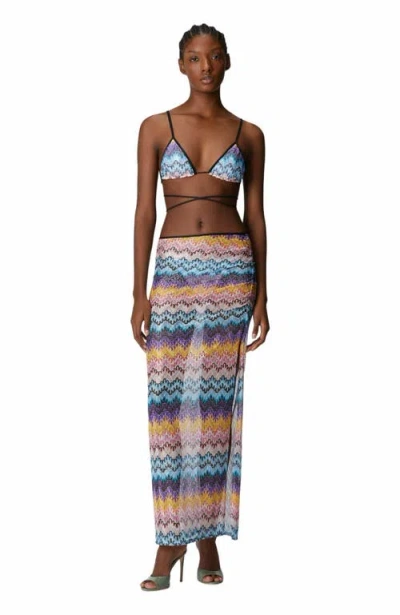 Missoni Mare Embellished Printed Metallic Mesh Maxi Skirt