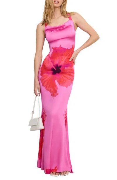 Good American Women's Satin Lace-up Maxi Dress In Multi