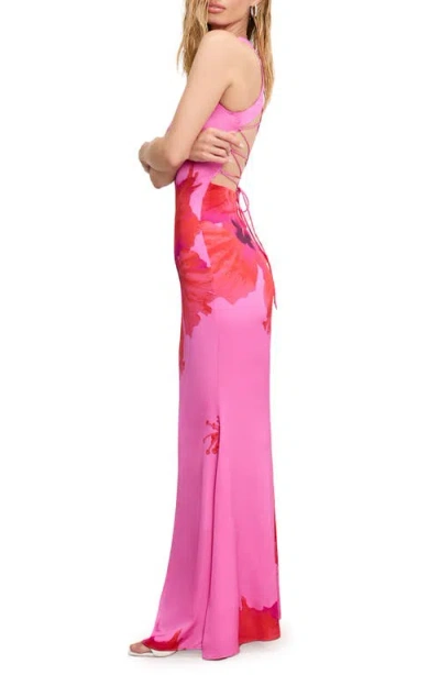 Good American Women's Satin Lace-up Maxi Dress In Multi