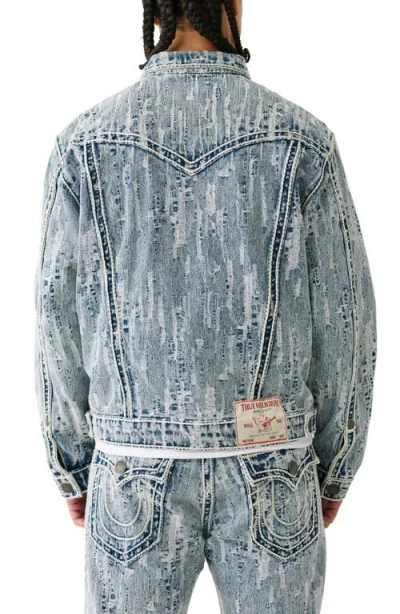 True Religion Men's Ultra Distressed Rope Stitch Trucker Jacket