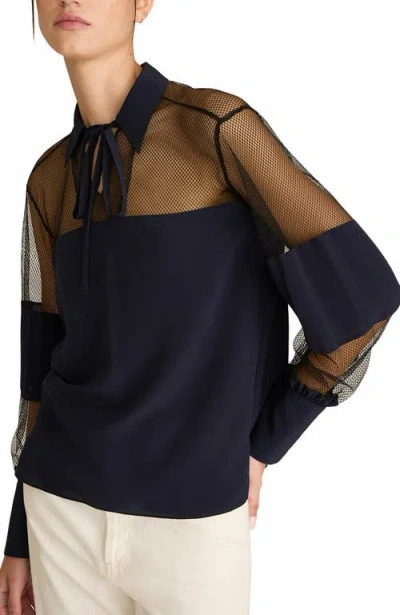 Rebecca Taylor Crepe De Chine And Lace Popover Blouse