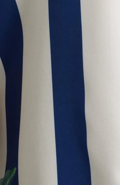 Mavrans Stripe Palm Frond Short Sleeve Performance Button-up Shirt