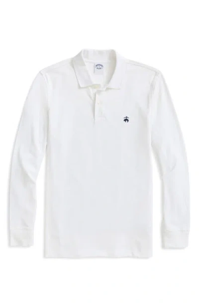 Brooks Brothers Golden Fleece Stretch Supima Long-sleeve Polo Shirt In White