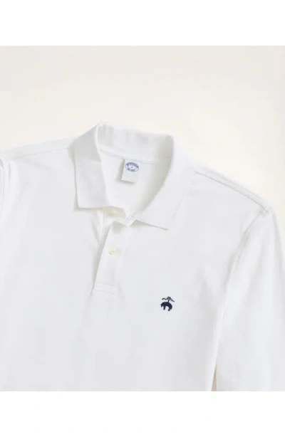 Brooks Brothers Golden Fleece Stretch Supima Long-sleeve Polo Shirt In White