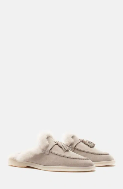 Scarosso Lucrezia Shearling Slip-on Mules In Sand - Suede Fur