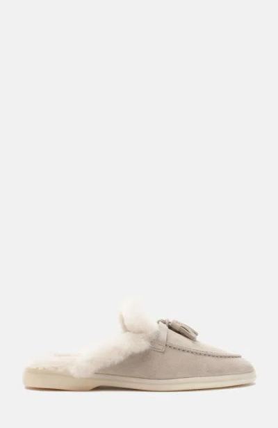 Scarosso Lucrezia Shearling Slip-on Mules In Sand - Suede Fur