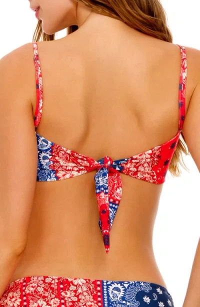 Agua Bendita Lucille Atma Two Tone Printed Bikini Top In Blue
