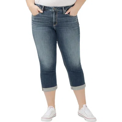 Silver Jeans Co. Suki Americana Curvy Mid Rise Capri Jeans In Blue