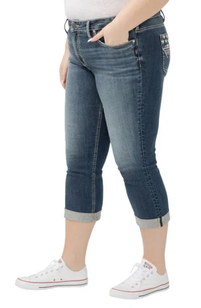 Silver Jeans Co. Suki Americana Curvy Mid Rise Capri Jeans In Blue