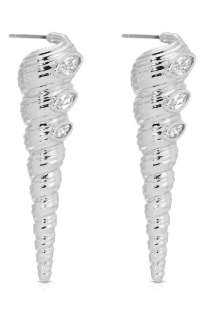 Ettika Cubic Zirconia Capri Shell Linear Drop Earrings
