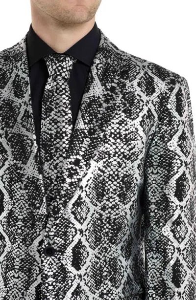 Opposuits Silver Snake Slim Fit Two-piece Suit & Tie Set