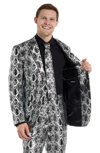 Opposuits Silver Snake Slim Fit Two-piece Suit & Tie Set