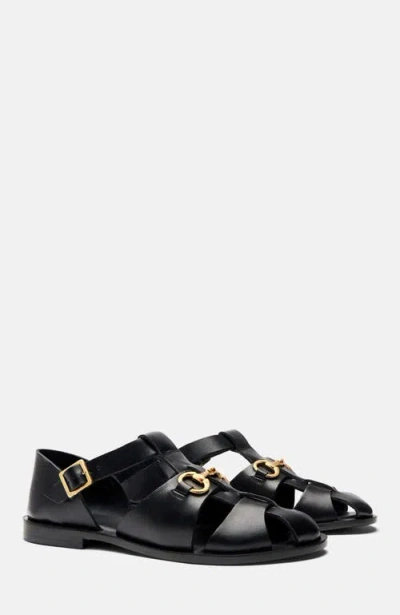 Scarosso Helene Round-toe Sandals In Black