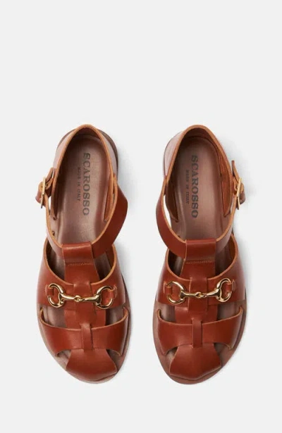 Scarosso Helene Round-toe Sandals In Brown