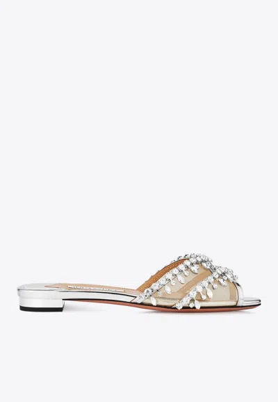 Aquazzura Crystal-embellished Temptation Slides