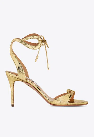 Aquazzura Heeled Sandals With Metallic And Textured Finish