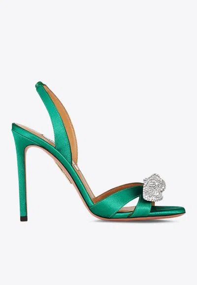 Aquazzura 105mm Very Bow Tie Crystal Sandals