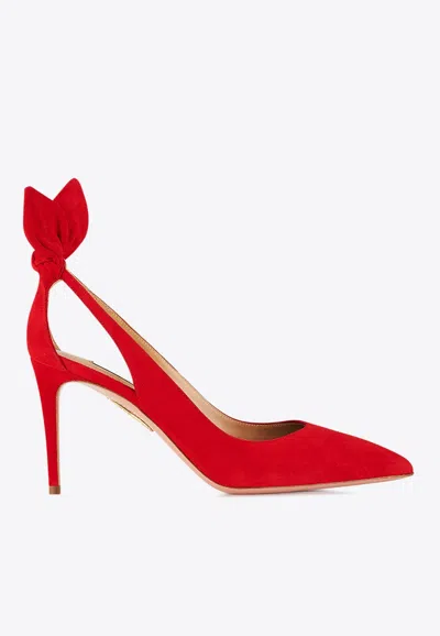 Aquazzura Bow Tie 85 Suede Pumps