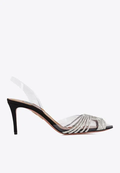 Aquazzura Gatsby 75 Crystal-embellished Sling Pumps