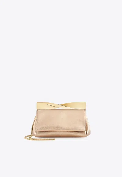 Aquazzura Mini Twist Metallic Leather Clutch