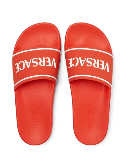 Versace Slide Sandals With Embossed Logo