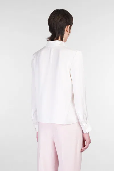 Theory Open Neck Silk Tie Blouse