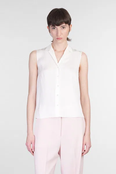 Theory Camp Collar Blouse In Silk Georgette
