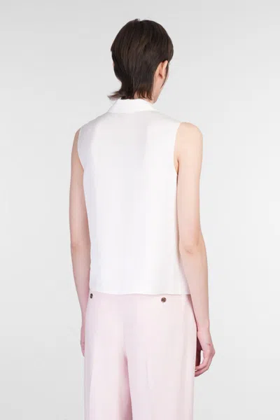 Theory Camp Collar Blouse In Silk Georgette