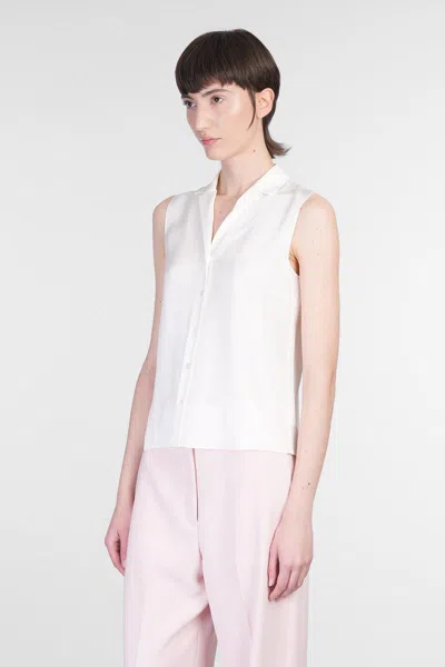 Theory Camp Collar Blouse In Silk Georgette