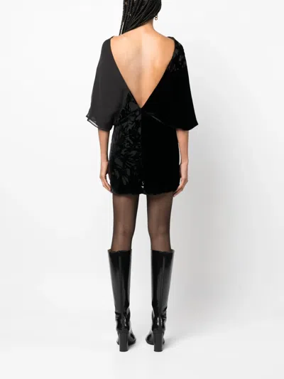 Rev Floral-print Velvet Dress In Black