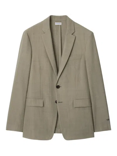 Burberry Wool Tailored Jacket In Olive Drab