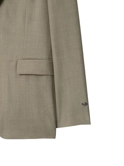 Burberry Wool Tailored Jacket In Olive Drab