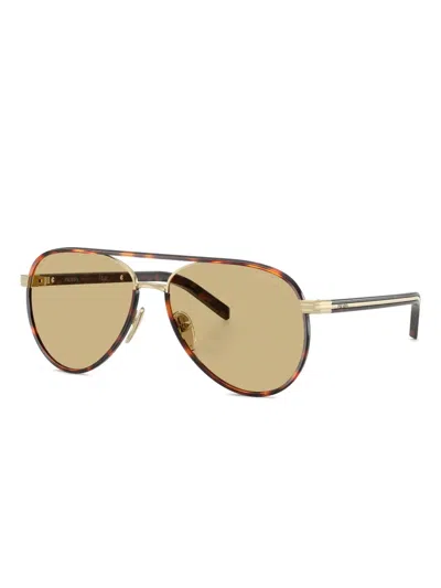 Prada Womens Gold Pr B57s Pilot-frame Steel Sunglasses In Neutral