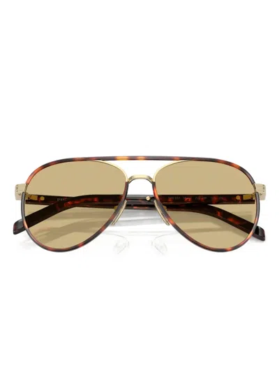 Prada Womens Gold Pr B57s Pilot-frame Steel Sunglasses In Neutral