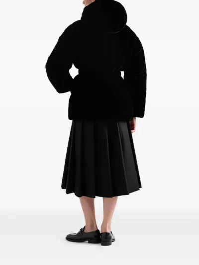 Prada Cinched Velvet Puffer Jacket