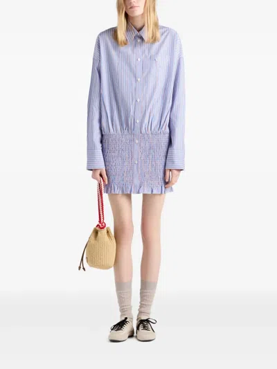 Prada Embroidered Poplin Shirt In Pattern